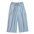 thumbnail image 2 of Womens Sleepwear Oversized Solid Color Comfortable Sleep Pants Casual Loose Fit Cropped Pajamas Summer Pjs for Women, 2 of 6