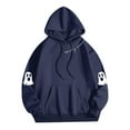 thumbnail image 4 of Kopltyrfg Oversized Hoodie for Women Trendy Hoodies Spooky Season Sweatshirt with Pocket Fleece Ghost Pullover Fashion Casual Tops Blue M, 4 of 5