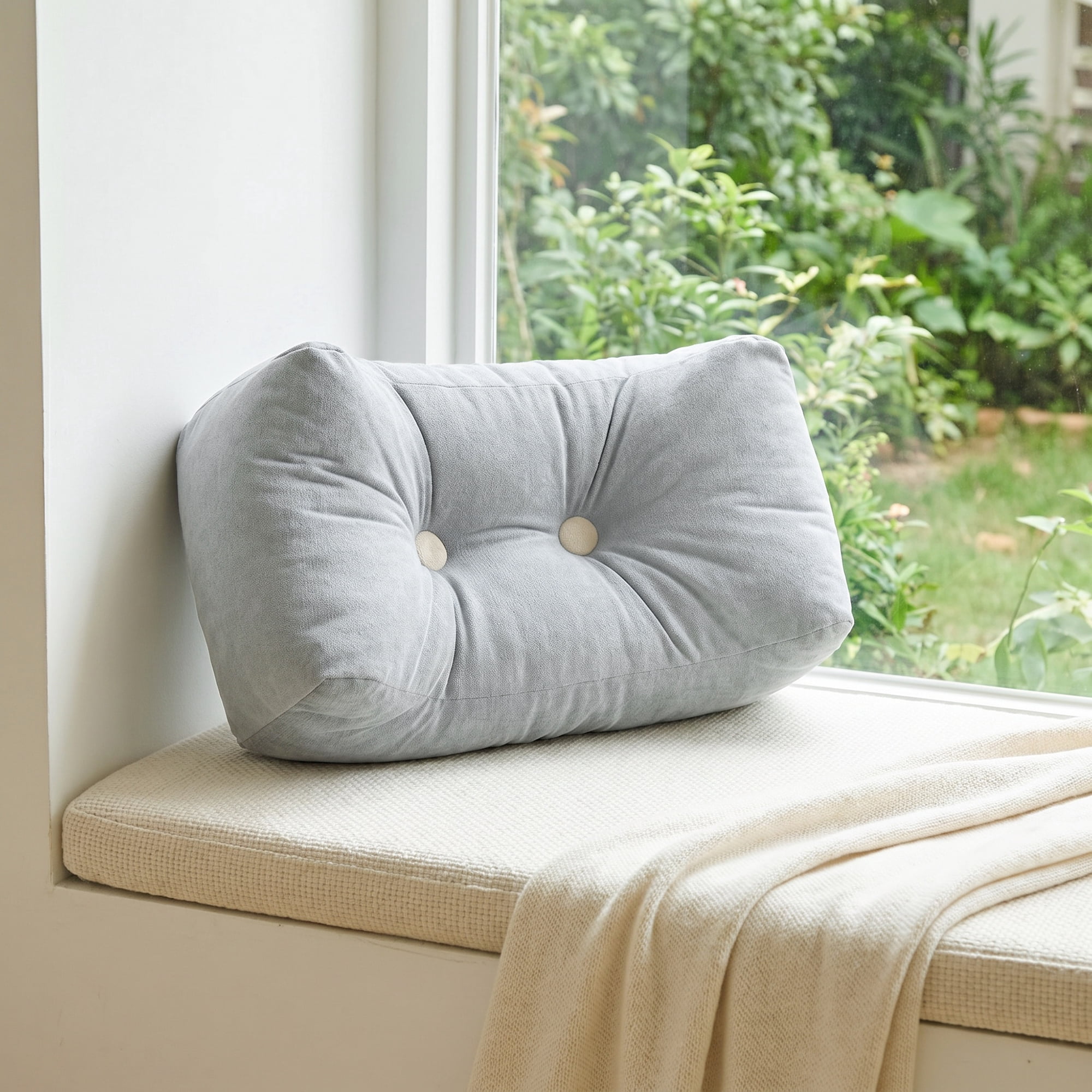 Unique Bargains Lumbar Support Pillow Cotton Back Support Hazy Blue 18.9" x 9.8" x 7.5"