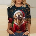thumbnail image 2 of successthop Womens Christmas Ugly Shirts Dog Graphic Plus Size 3/4 Sleeve Tee Oversized Crewneck Top Loose Clothes Red S, 2 of 5