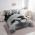 thumbnail image 3 of Castle Fairy Galloping Horse Twin Bedding Sets,Black Grey Bedding Comforter Set, 3 of 8