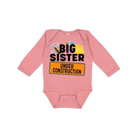 

Inktastic Big Sister Under Construction Gift Baby Girl Long Sleeve Bodysuit