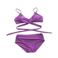 thumbnail image 3 of Female Two-Piece Bathing Suit  Spaghetti Strap Bikini Tops Leopard Print Bikini Panties Swimsuits Yellow L, 3 of 7