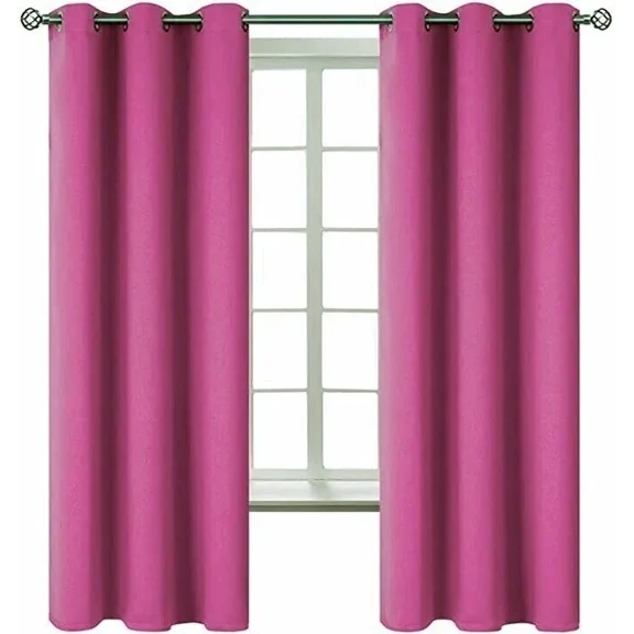Gorgeous Home Linen Hot Pink 2 Panels Blackout Thermal Drapes Window Curtain Top Grommets 35" Wide X 63" Long Each Panel