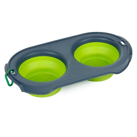 Outdoor Water Bowls For Dogs Fysho Pet Food and Water Feeding Portable Bowl for Outdoor Travel, Collapsible BPA Free Double Bowls for Dogs ()