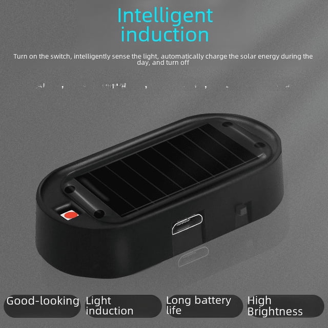 Luz antirrobo de simulación de automóvil, luz LED intermitente de ráfaga de carga solar, luz de advertencia, luz de respiración de inducción sin instalación en el automóvil