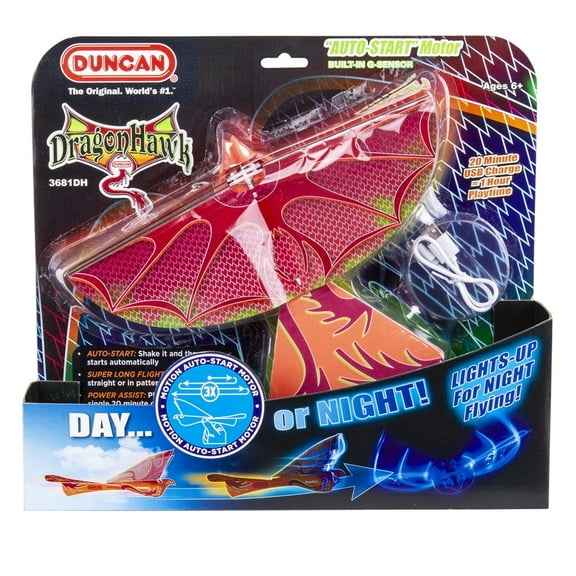 Dragon Hawk Glider with Power Assist -Auto Start - Lights Up for Night Flying!