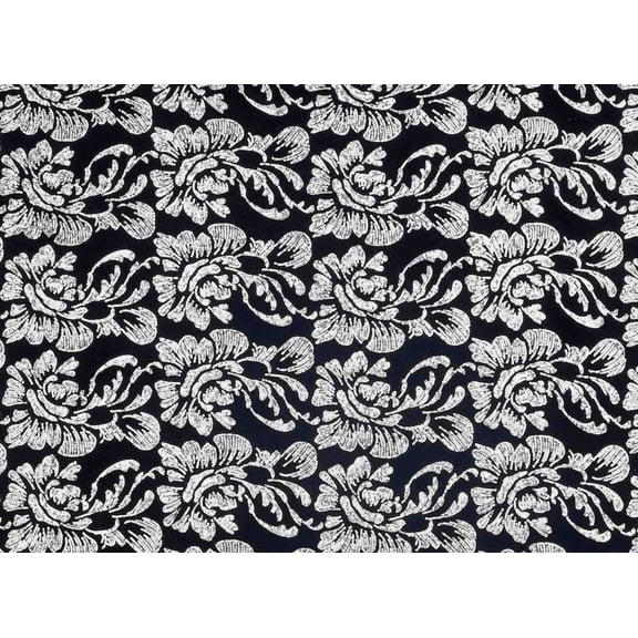 Zelouf Engage Floral Sequins On Velvet , Sewing, DIY, Crafts Fabric by the Yard, Black/gunmetal, 3 Yard