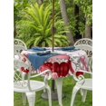 thumbnail image 2 of Outdoor Tablecloth with Umbrella Hole and Zipper, Love Heart Valentine's Round Table Cloth 54 Inch Waterproof Tablecloth, Eucalyptus Botanical Red Pink Ombre Picnic Table Cover for Patio Camping, 2 of 7