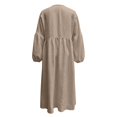 thumbnail image 6 of Women's Boho Deep V Neck Maxi Dress, Lantern Sleeve Loose Flowy Swing Dress, Solid Casual Vacation Beach Cover Up Dress for Summer Outfits Khaki XXL(XXL), 6 of 7