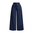 thumbnail image 5 of WULMLEO Sweatpants for Women Corduroy Fall Winter Wide Leg Elastic Waist Bottoms Trendy Oversized Trousers Casual Comfort Pant with Pockets Dark Blue XL, 5 of 9