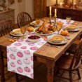 thumbnail image 2 of Fall Thanksgiving Table Runner - 72 Inch Long Pink Pumpkin Autumn Rustic Boho Cotton and Linen Blended Dress Scarves Farmhouse Table Runner for Kitchen Dining, Coffee Table, 13" x 72", 2 of 8