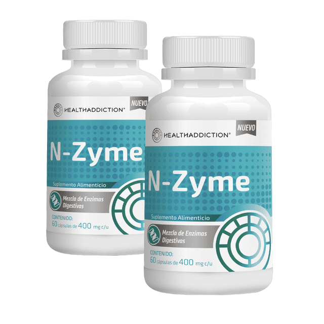 2 Pack Enzimas Digestivas Healthaddiction Lactasa, Proteasa, Amilasa y Papaína, Mejora Digestiva 120 Cápsulas