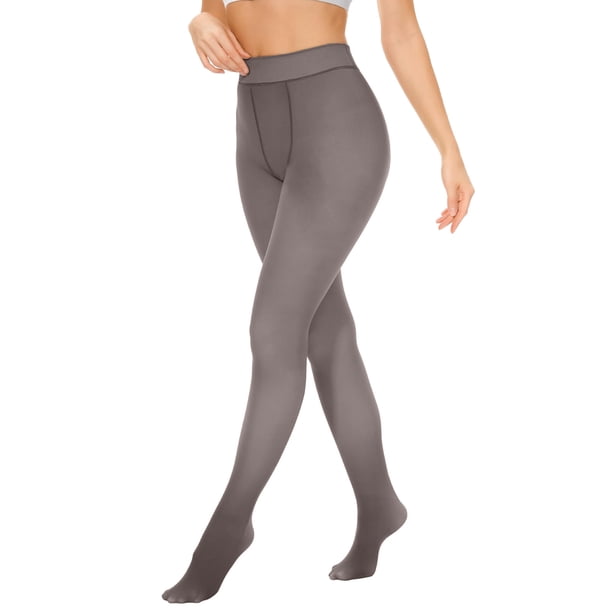 Gibobby Running Pantalones Deportivos Yoga Medias térmicas para mujer, medias térmicas transparentes con forro polar de invierno, mallas cálidas(Gris, 90G)
