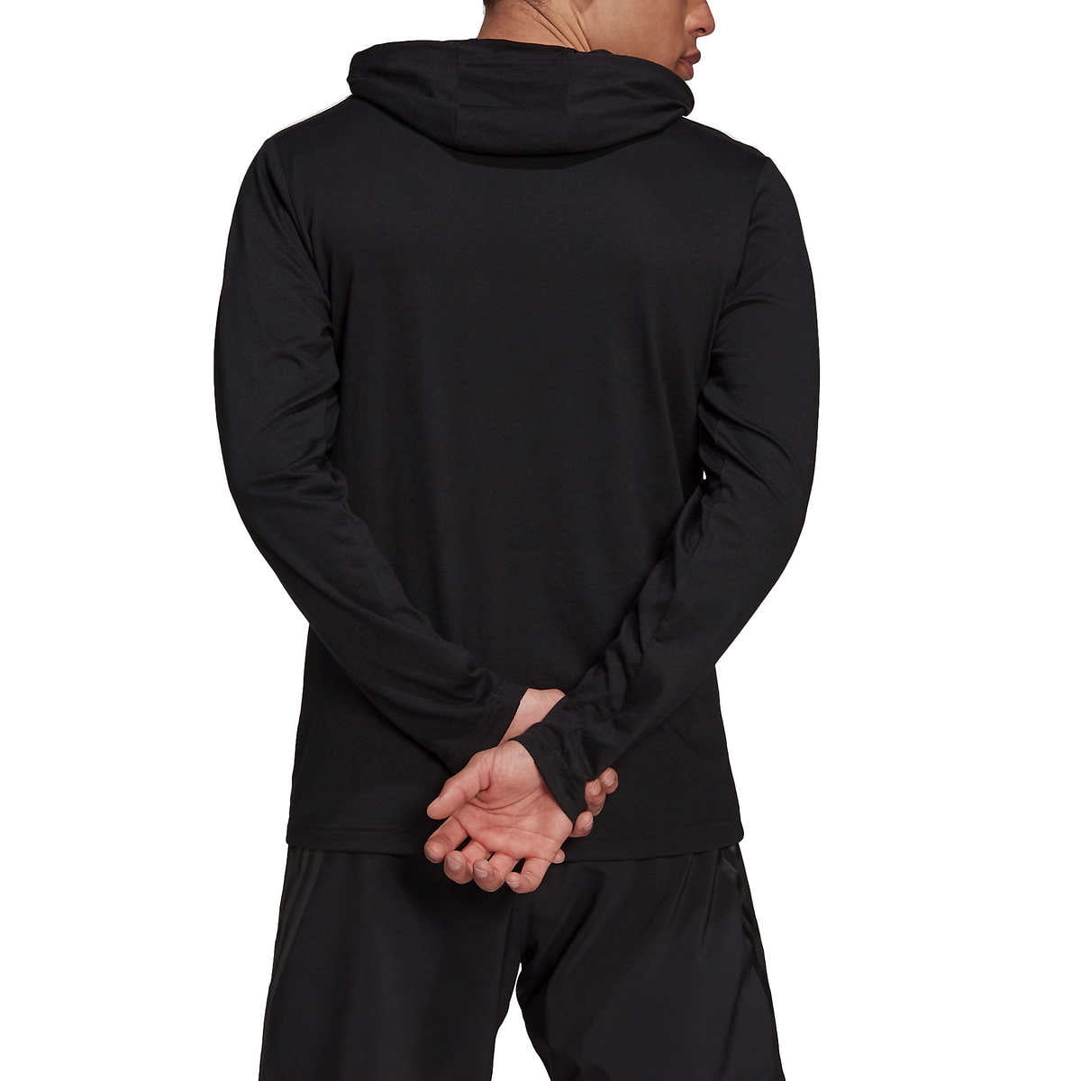 Adidas Men’s Lightweight Male Pullover Sweatershirt Hoodie (Black, XL)