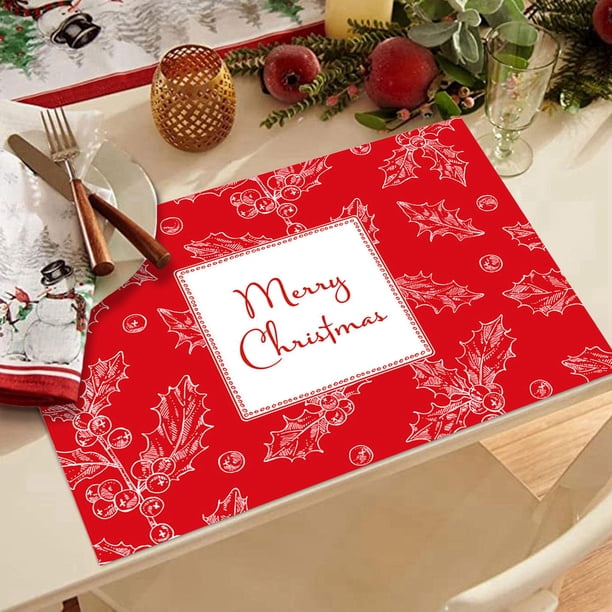 Ganfancp Decoraciones de La Tabla de Navidad de Imitación de Lino Aislado Manteles de Invierno Manteles Antideslizantes de Interior Manteles para La Decoración Del Restaurante de La Cocina Del Partid