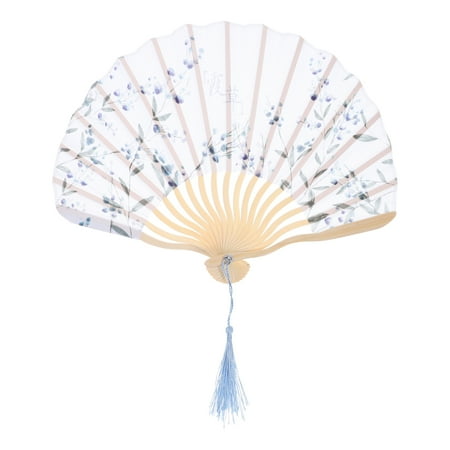 

1Pc Summer Japanese Style Folding Fan Fashion Cloth Fan with Bamboo Handle Ancient Style Cooling Fan Decorative Fan (Blue Gypsop