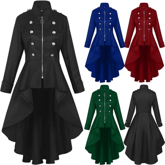 Women's Windbreakers Ndbuld Women Long Sleeve Hoodless Casual Outwear Medium And Long Styles Jackets Gothic Style Red S