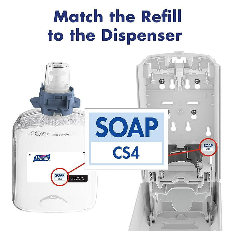 CS4 Soap Push-Style Dispenser, 1,250 mL, 4.88 x 8.8 x 11.38, White CS4 Soap Push-Style Dispenser, 1,250 mL, 4.88 x 8.8 x 11.38, White