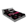 thumbnail image 2 of Ambesonne Emoji Fitted Sheet & Pillow Sham Set, Art Heart Pattern Funny Face, King, Charcoal Grey Hot Pink, 2 of 2