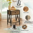 thumbnail image 6 of VECELO Set of 2 Nightstand with Drawer and Storage Shelf, X-Design Side End Table, Rustic Brown, 6 of 9
