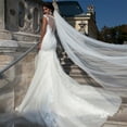 thumbnail image 1 of MYG Coiffe de Mariée Longue Blanche Crème pour Mariage avec Peigne, 1 of 4