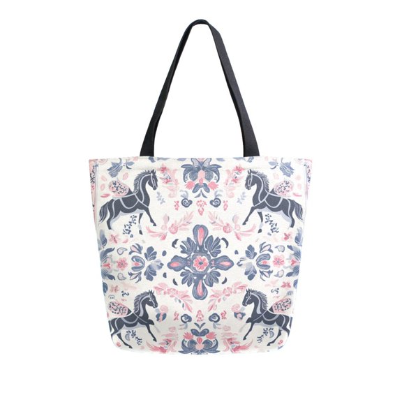 DIXRUYEE Tote Bag Women Weekender Travel Bag Shoulder Handbag Equestrian Floral Harmony Printed