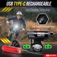 thumbnail image 3 of BLITZU Luces para Bicicleta Bicicleta Súper Brillante USB-C Recargable Faro Trasero y Juego de Campana Luz Trasera Delantera y Trasera de Seguridad Impermeable para conducción Nocturna Fácil de Instal, 3 of 9