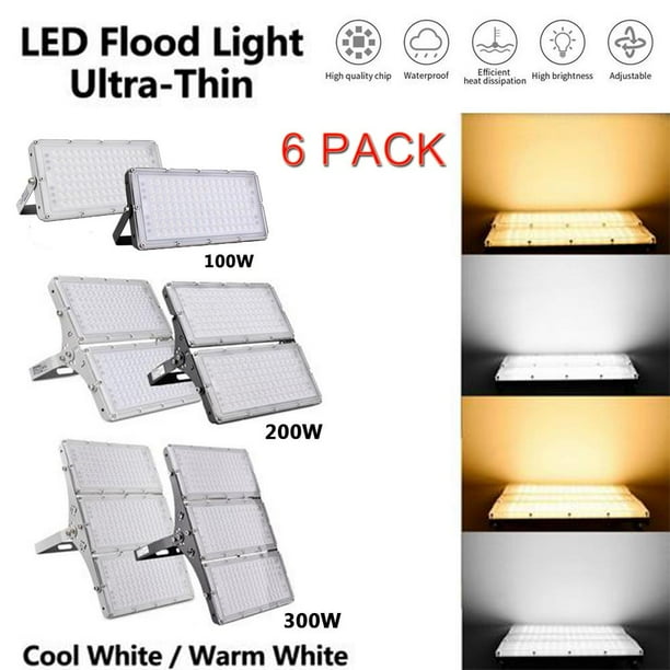 Lembrd 100w Led Flood Light Outdoor Playground Stadium Yard Basketball Court Cool White 110v 6 Pack Floodlights For Warehouse Garage Factory Work Courtyard Garden And So On Com Lembrd 100w Led Flood Light Outdoor, Basketball Light Fixture Outdoor