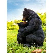 Hi-Line Gift Ltd. Cuddling Mother And Baby Bear Garden Statue - Black