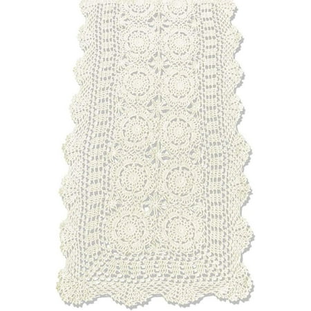 

Cotton Handmade Crochet Lace Table Runner Beige Rectangle Coffee Table Dresser Decor (14x36 inch)