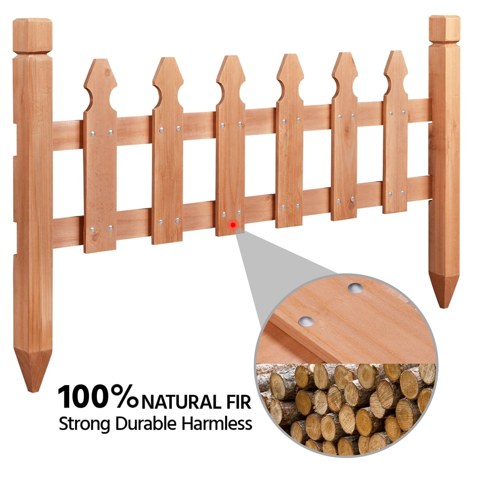 Renwick Rustic Wood Garden Picket Fence Border for Garden Decoration, Brown