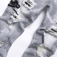 thumbnail image 5 of Luwomo Jeans for Mens Retro Embroidered Slim High Waist Straight Leg Trousers Streetwear Denim Pants, 5 of 7