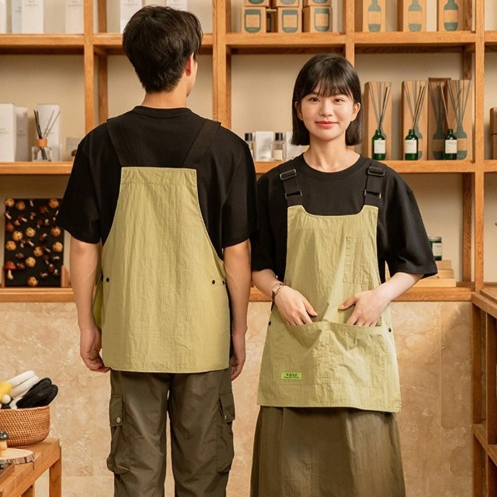 CHUNYAN Japanese Style Vest Apron Adjustable Widened Shoulder Straps Resistant Dirt Apron Waterproof Fashion Cooking Apron Female