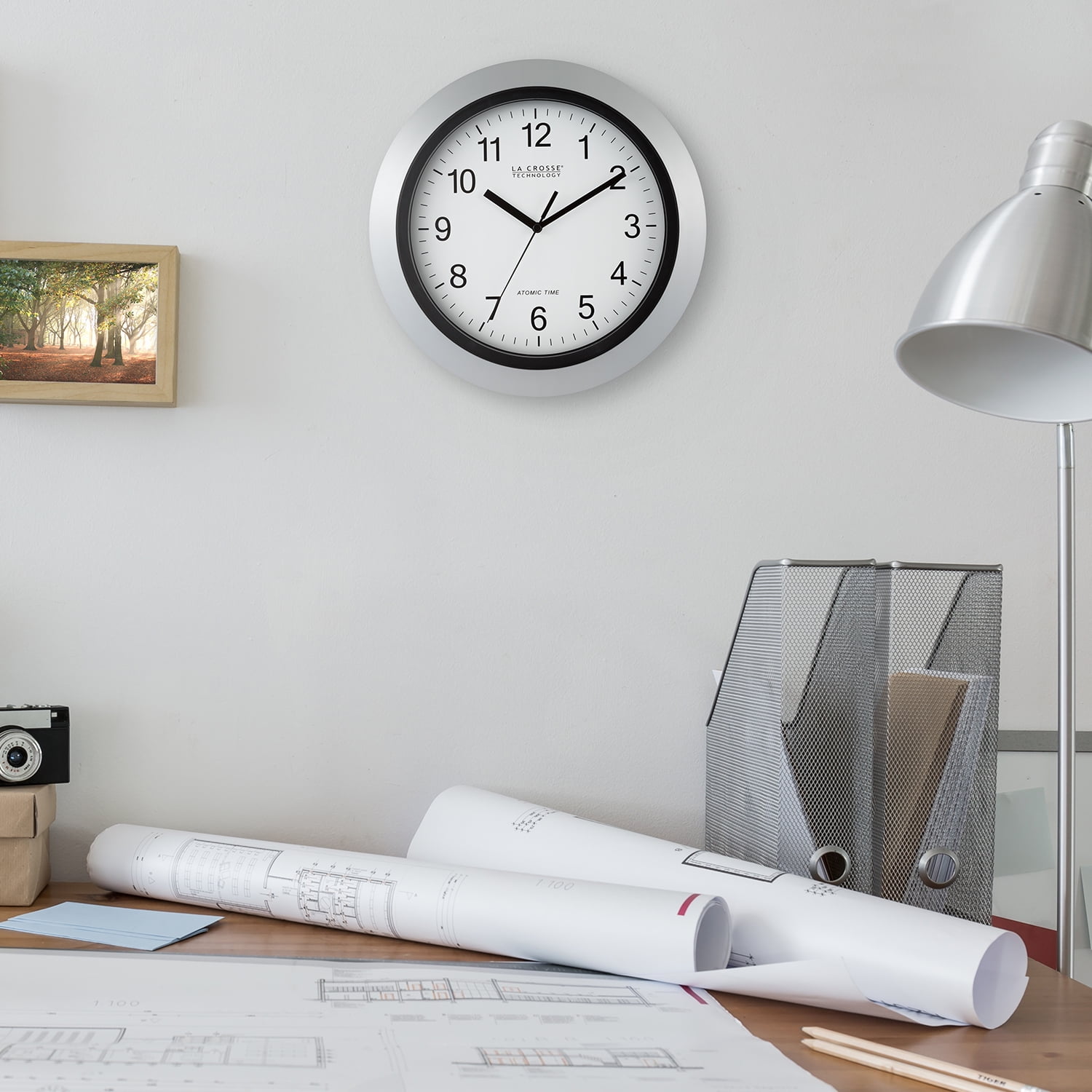 La Crosse Technology WT-3129S 12" Atomic Analog Silver Wall Clock