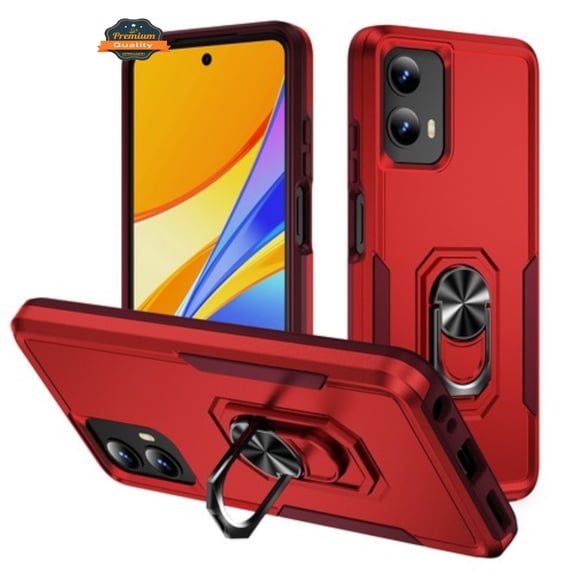 Xpression Phone Case For Motorola Moto G 5G 2026 / Moto G Play 2026 Heavy Duty Rugged Hybrid, Dual-Layer Shockproof Protection with Magnetic Ring Stand Holder Cover, Red