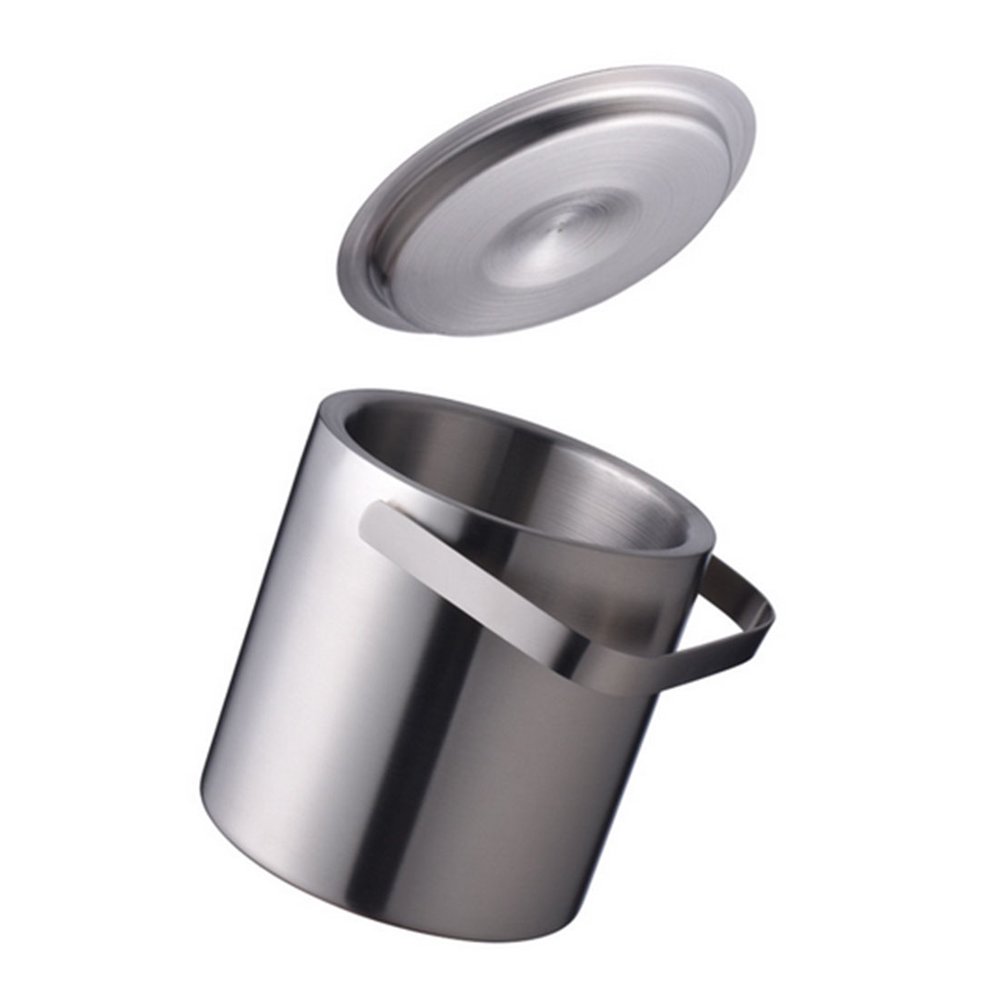 1300ml Straight Ice Container Ice Bucket with Handle Silver Walmart