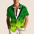 thumbnail image 5 of St Patrick's Day Shirts for Men Oversized Clovers Irish Shamrocks Printed Button Down Lapel Short Sleeve T Shirt Summer Casual Vacation Hawaiian Beach Blouse Top, 5 of 9