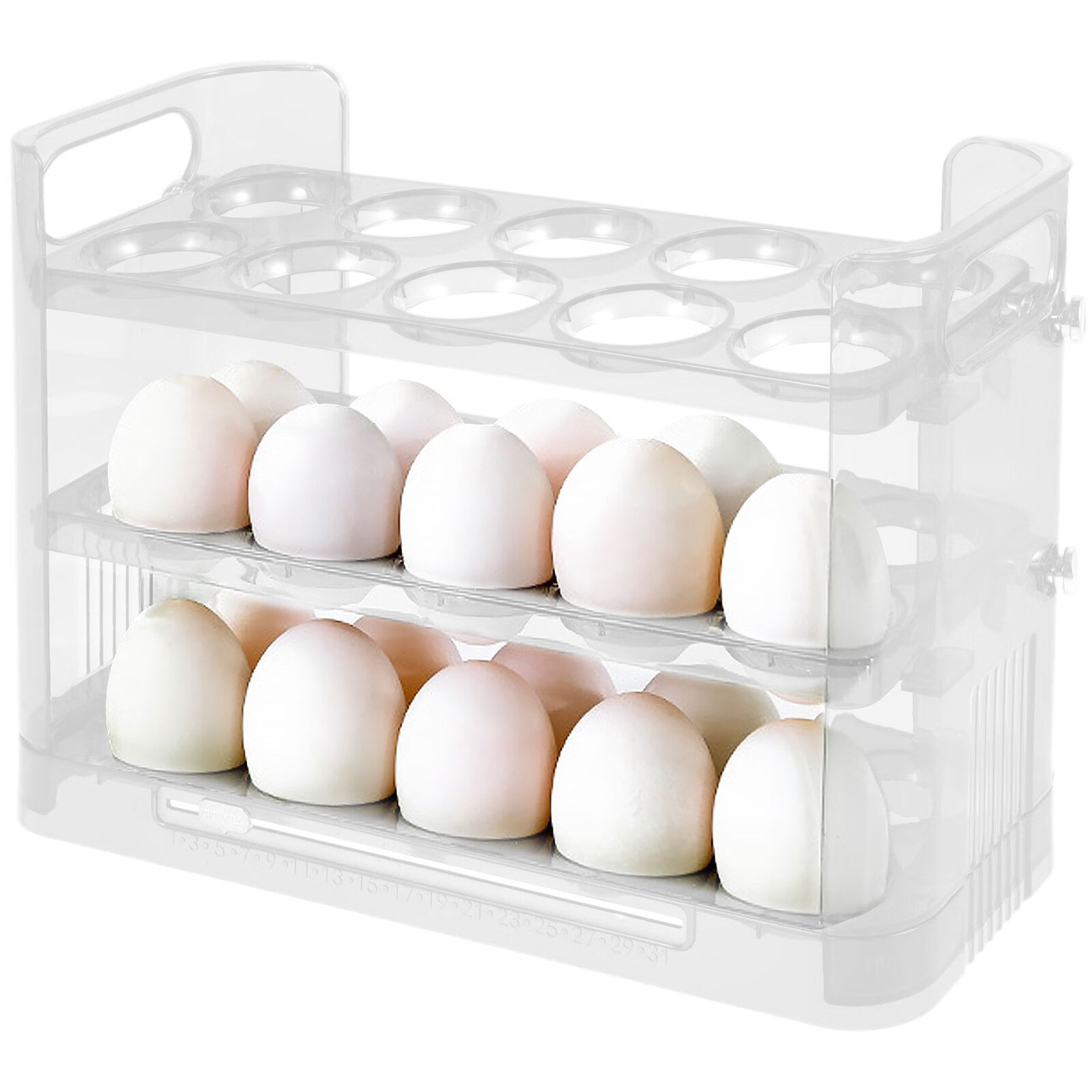 Auto Flip Egg Holder for Refrigerator, 3 Layer Egg Storage Container for  Refrige