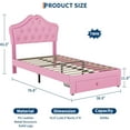thumbnail image 2 of Twin Velvet Platform Bed with LED Lights & Crystal Button Headboard, 2 of 2