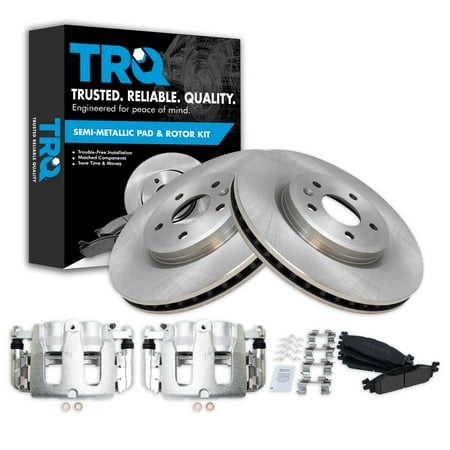 Trq Front Brake Pad &Amp; Rotor Kit Brake Caliper Brake Pads Brake Rotor Semi-Metallic Vented Fits Select 2011-2018 Ford Explorer 2009-2018 Flex 2010-2018 Taurus 2009-2012 Lincoln Mks Mkt