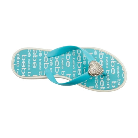 - bebe Girls Vegan Sandals With Heart Embellishment And Printed Footbed