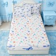 thumbnail image 4 of Erosebridal Vintage Blue Butterfly Zipper Twin Comforter Sets with Fitted Sheet and 2 Pillowcases for Girls, Lavender Bloom Zipper Bedding Set, Stars Reversible, 4 Pieces, 4 of 7