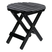 Shine Company Adirondack Round Cedar Wood Foldable Side Table in Black