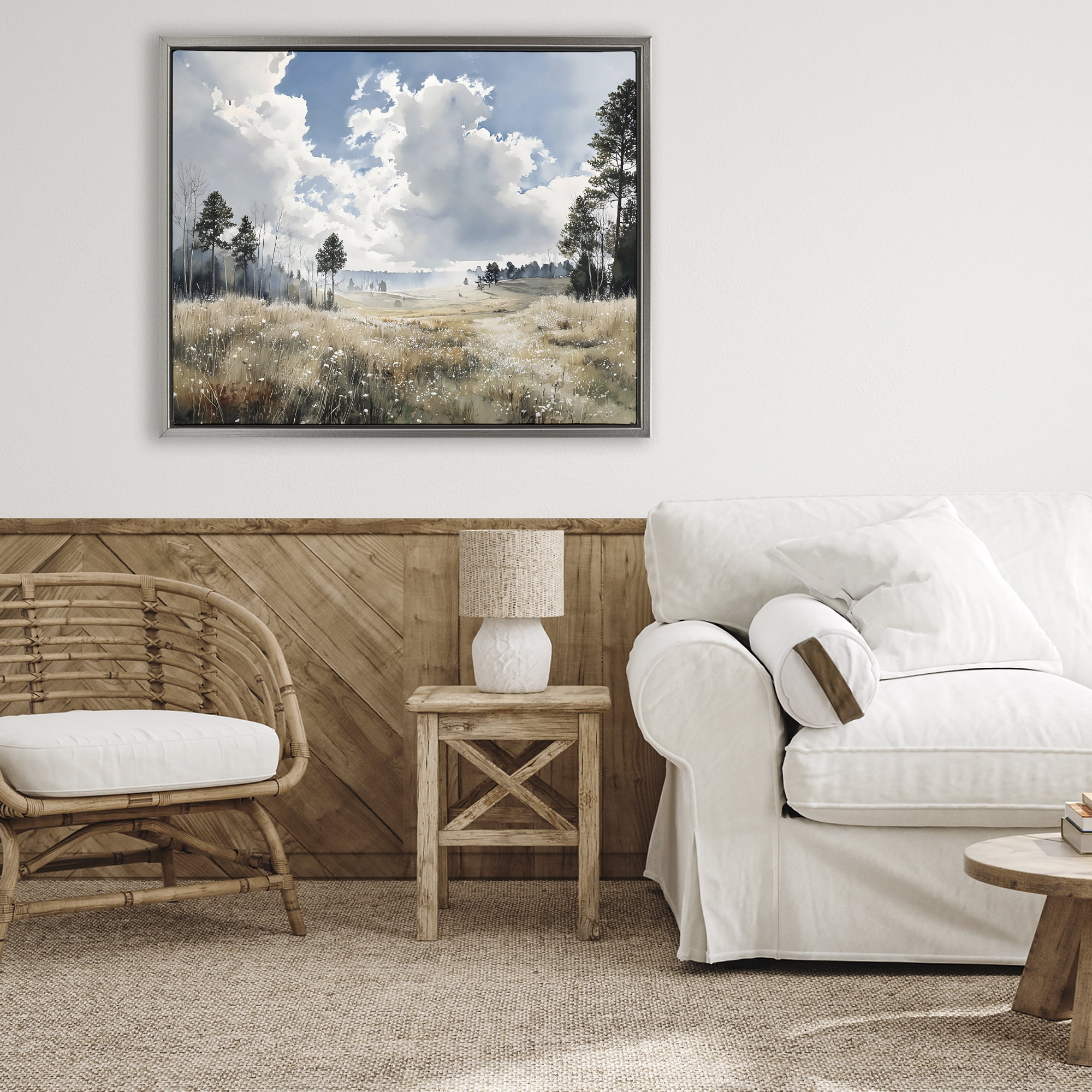 Stupell Industries Blue Kissed Landscape Gray Framed Floater Canvas Wall Art, design by Franklyn Gregory
