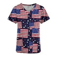 thumbnail image 4 of Dyegold Summer Tops for Women 2023, Short Sleeve Henley Shirts Womens Summer Scrubs Top Stretch Uniform Nursing Tunic American Flag 4th July V-Neck ​Blouse, 4 of 5