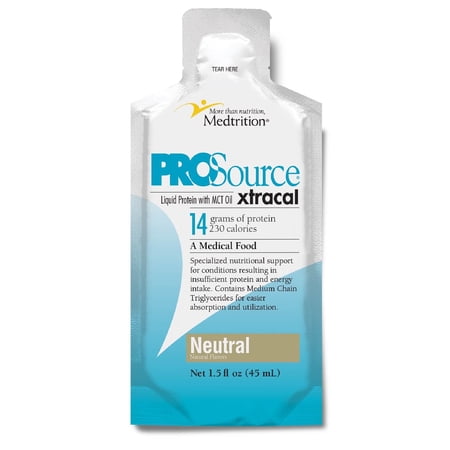 ProSource XtraCal Plus 25 Pack High Calorie Protein Supplement, Low Sugar, 230 Calories, 14g Protein, 45mL Packets