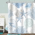 thumbnail image 3 of SUNOLIFE Teal Coastal Shower Curtain,Nautical Ocean Beach Theme Coral Fabric Bathroom Curtain,72x72 in, 3 of 10