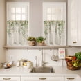 thumbnail image 3 of 3 Piece Kitchen Curtains and Valances Set Watercolor Floral Cafe Curtains 24 Inch Length Spring Leaves Flowers Botanical Beige Valance & Tier Curtain for Living Room Bedroom Window 54"x18"+27"x24"*2, 3 of 6