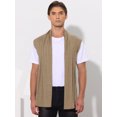thumbnail image 3 of DARING DIVA Men's Sleeveless Open Front Asymmetric Hem Cardigan Vest 42 Khaki, 3 of 6
